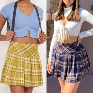 NEW Fashion boutique Ruched Sexy cute preppy checkered mini skirt